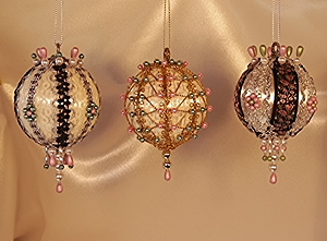 Pink and Green set of three Christmas Ornaments save 40% on the set